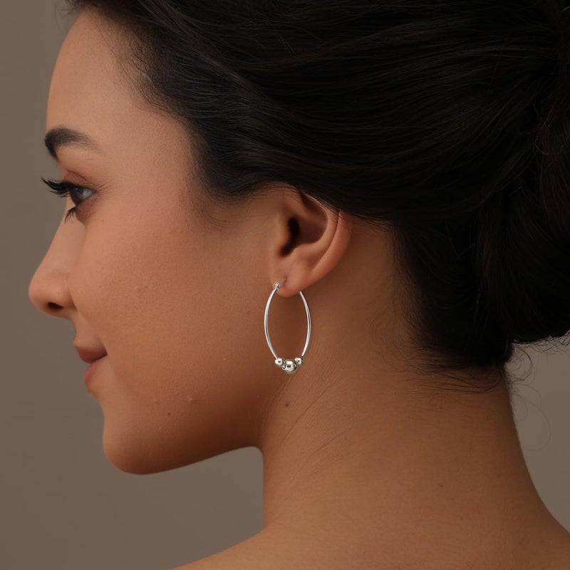 LeCalla أقراط هووب ليت-ويغت مرصعة بالذهب الأبيض من ليكالا للنساء المراهقات - Image 2